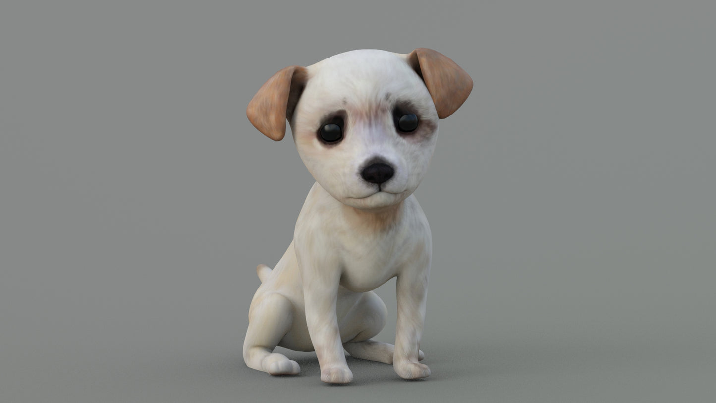 Rigged Maltipoo Dog Puppy Polygonal Fur 3D Model