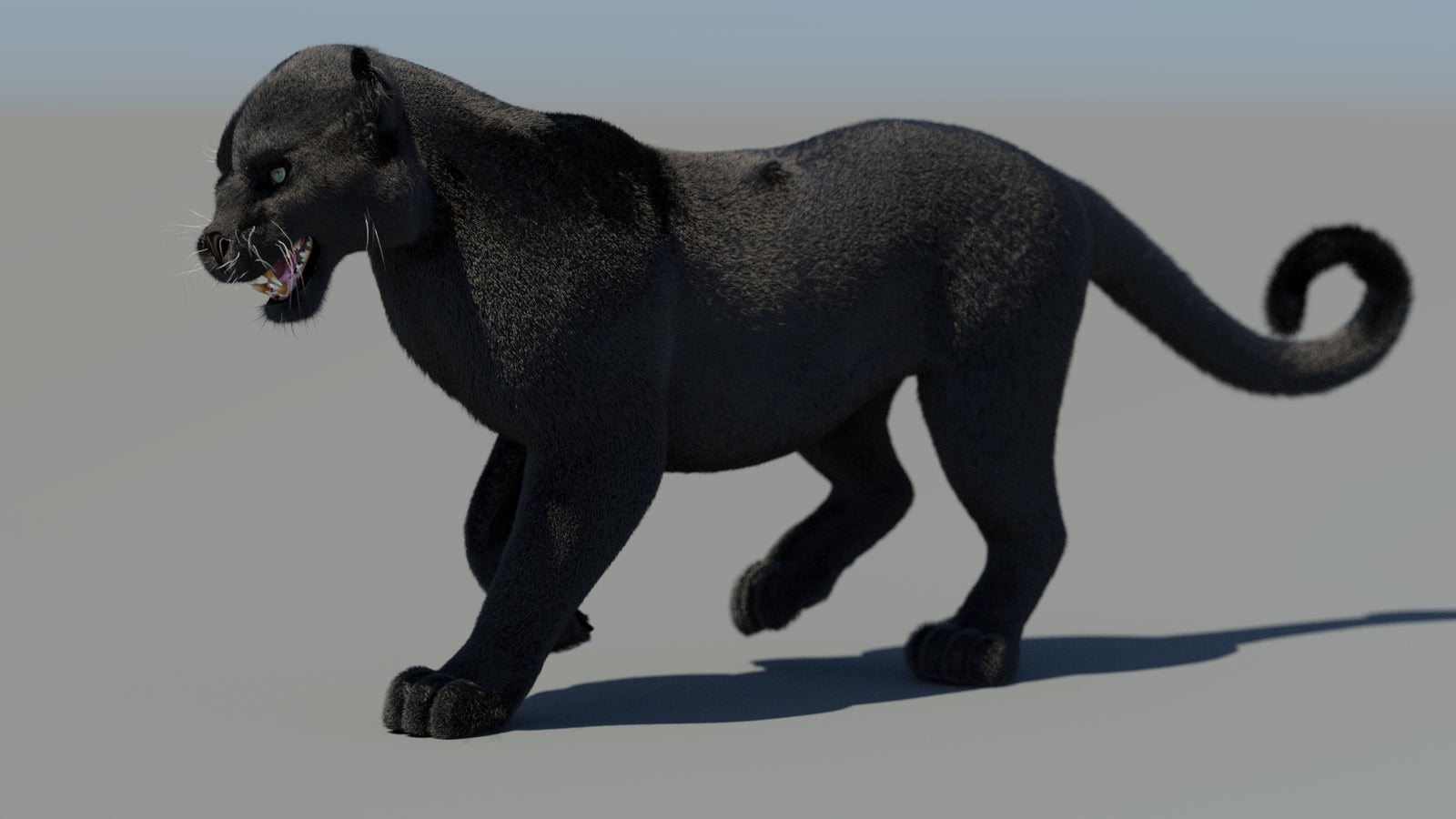 Animated Black Panther 3D Model Fur 360° view 4 frame 34