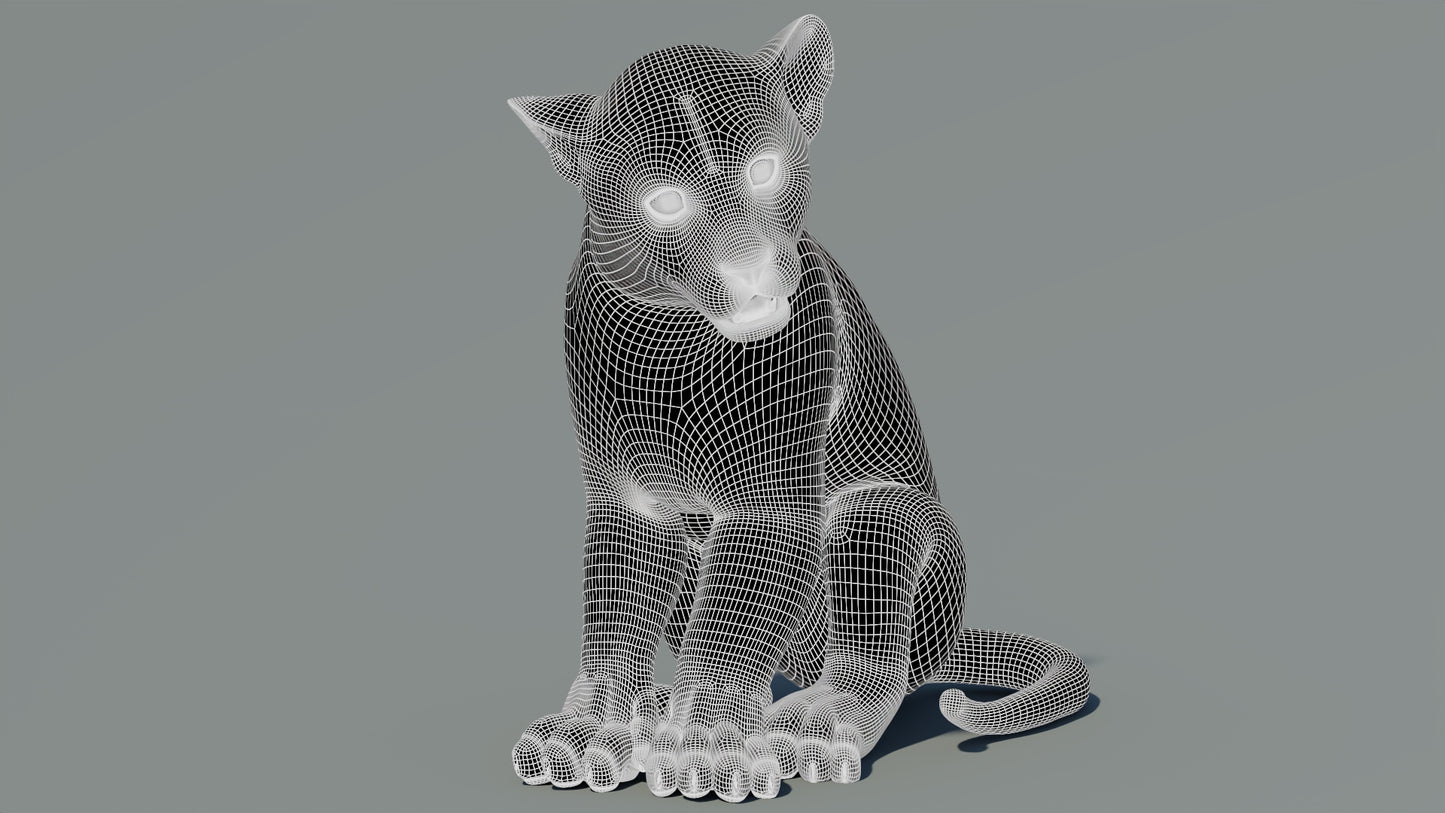 Rigged Leopard Cub 3D Model