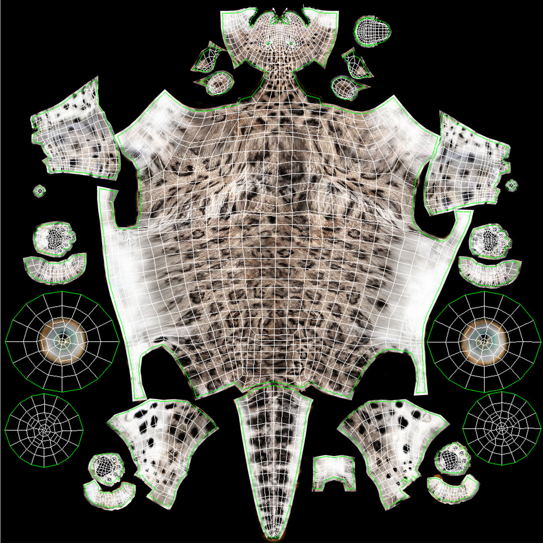 Snow Leopard 3D Model Animated with Fur