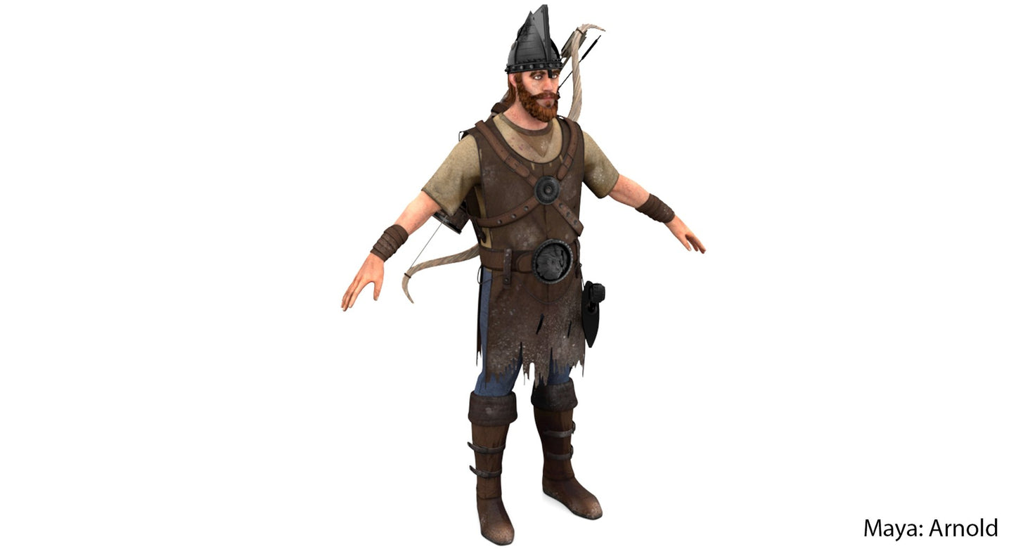 Realistic Archer 3D Model: Maya Arnold Renderer