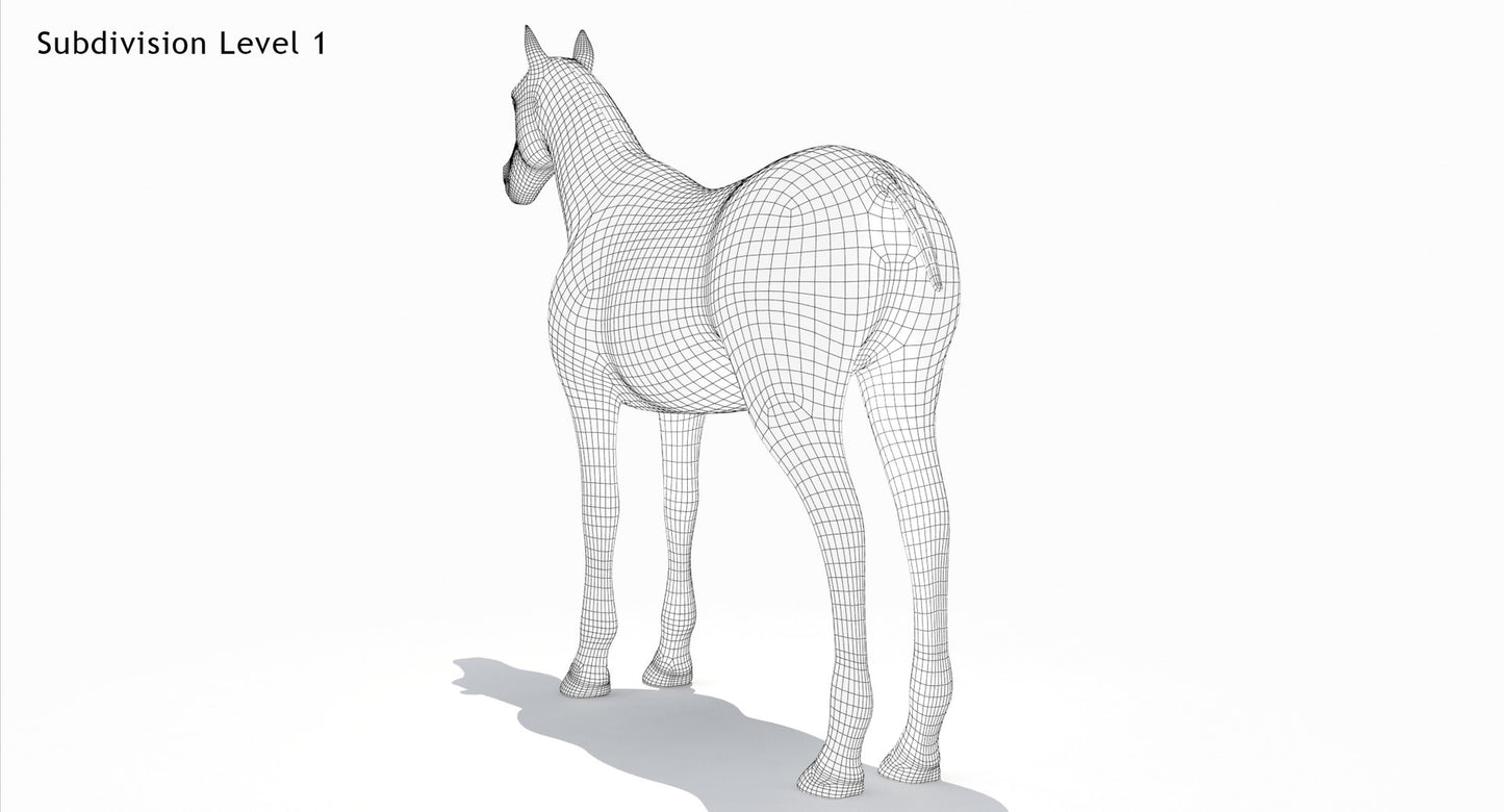 Black Horse 3D Model Fur