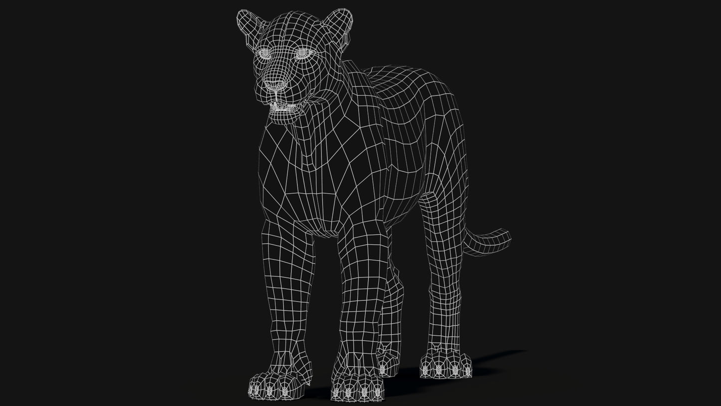 Black Panther 3D Model with Realistic Fur