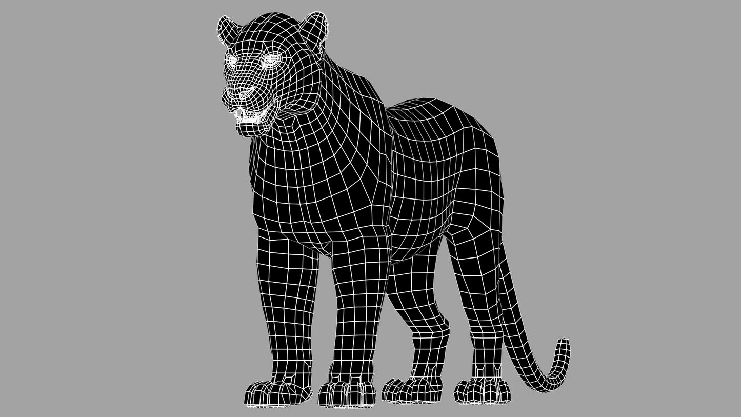 Black Panther 3D Model with Fur