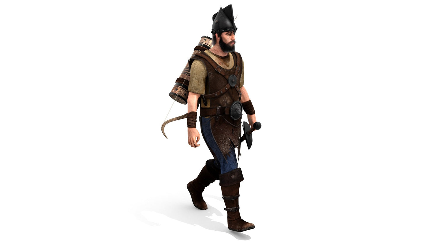 Animated Archer 3D Model Hair