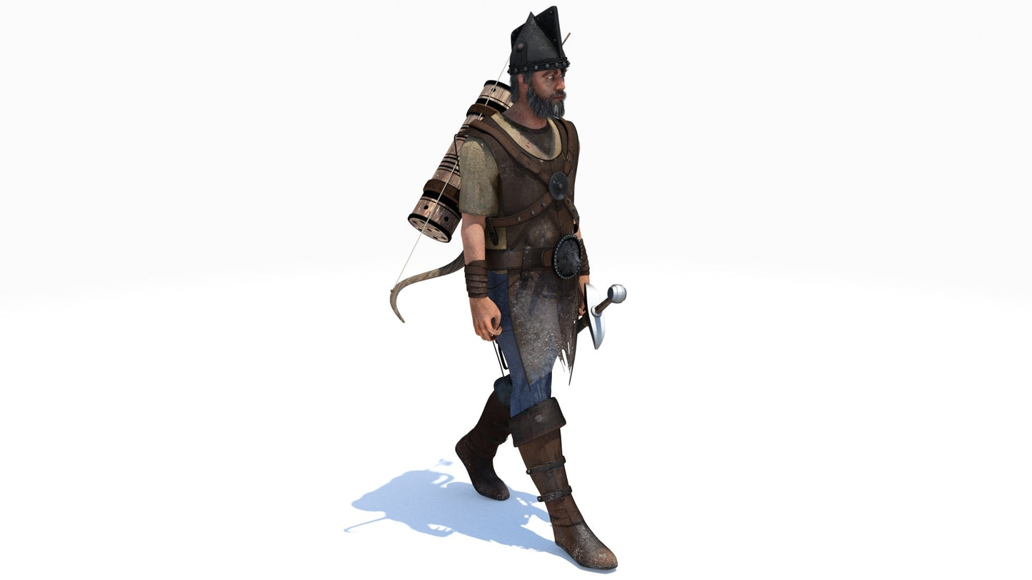 Animated Archer 3D Model Hair