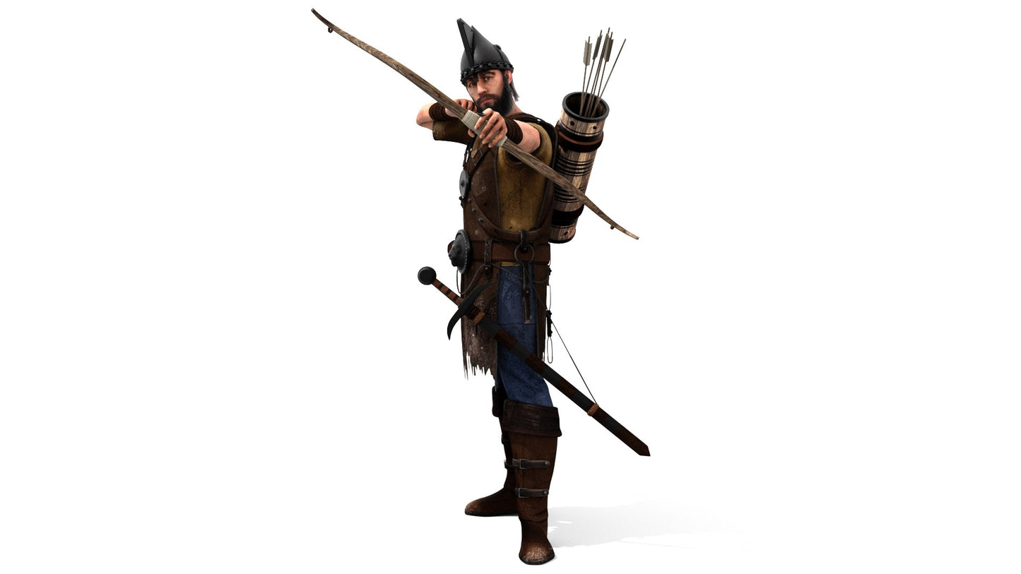 Animated Archer 3D Model Hair