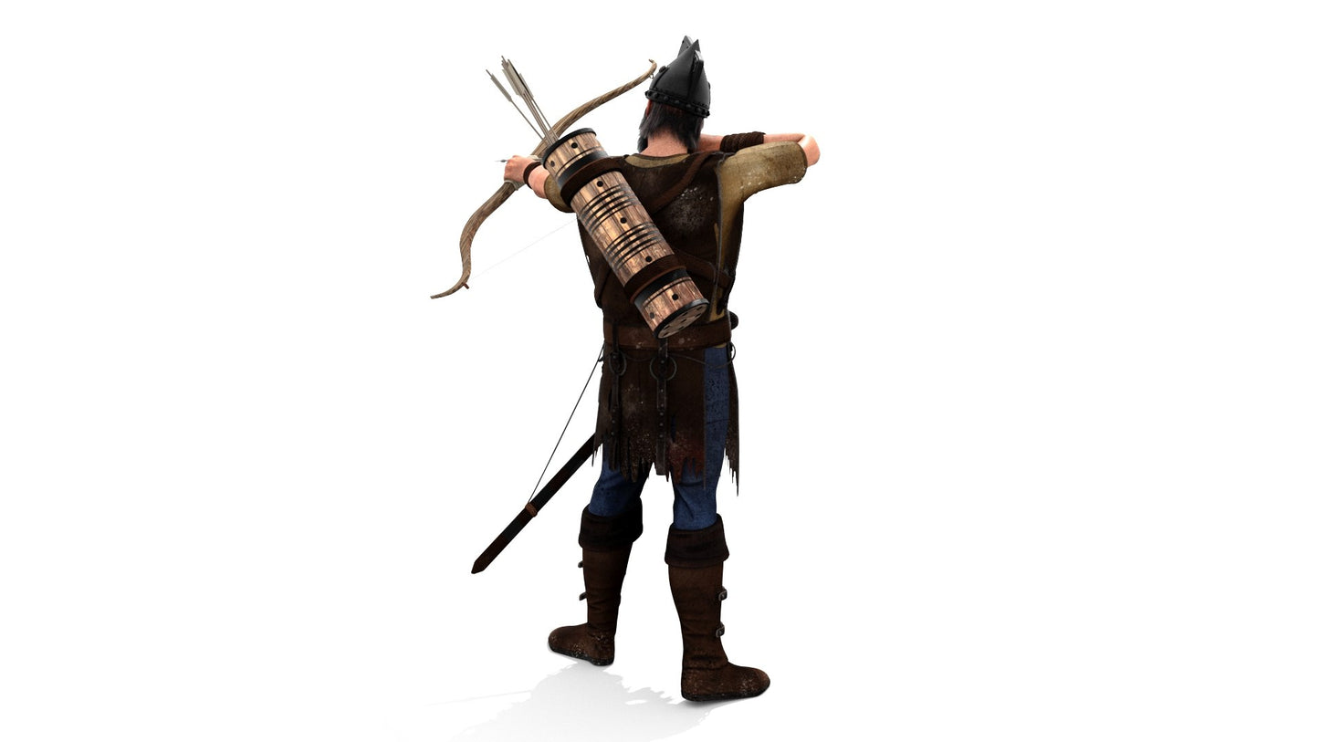 Animated Archer 3D Model Hair