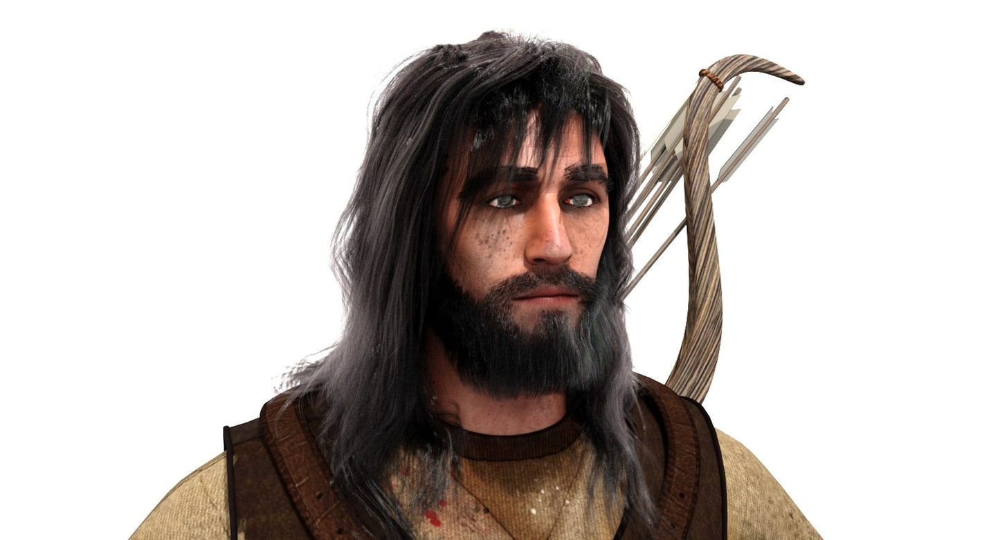 Animated Archer 3D Model Hair