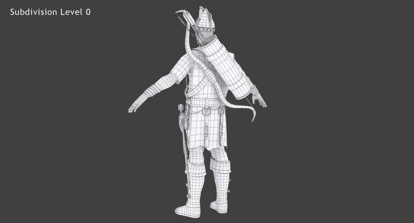 Animated Archer 3D Model Hair