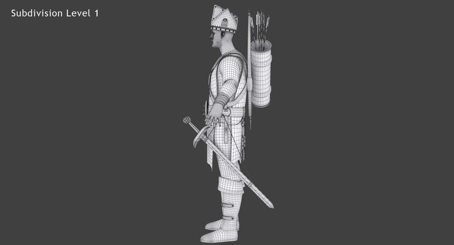 Animated Archer 3D Model Hair