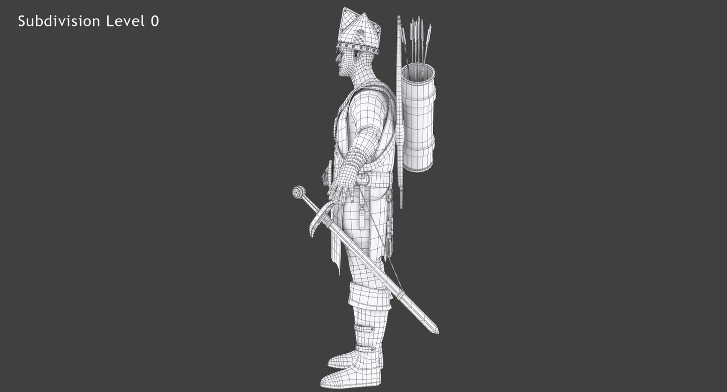 Animated Archer 3D Model Hair