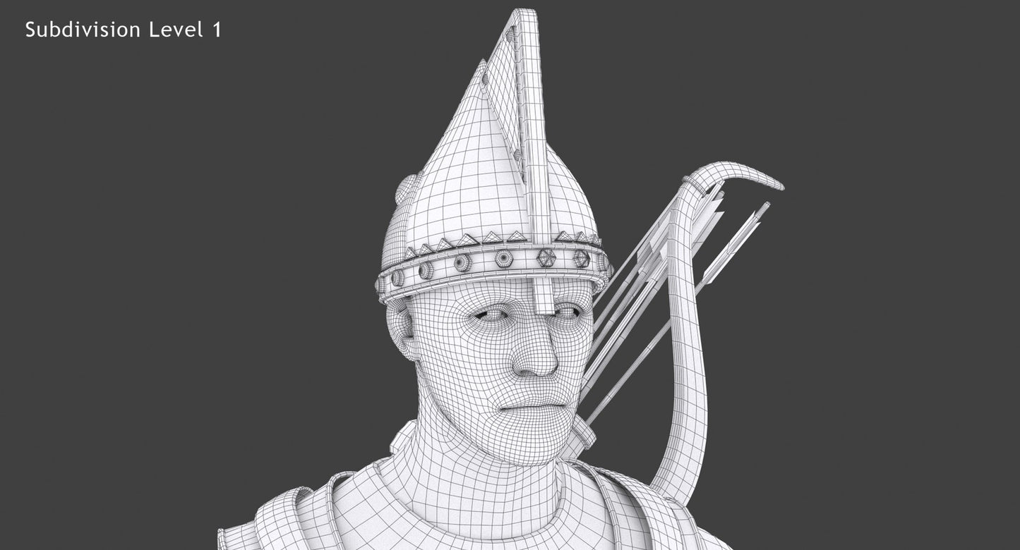 Animated Archer 3D Model Hair