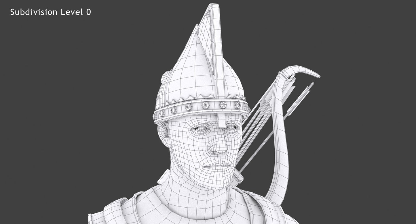 Animated Archer 3D Model Hair
