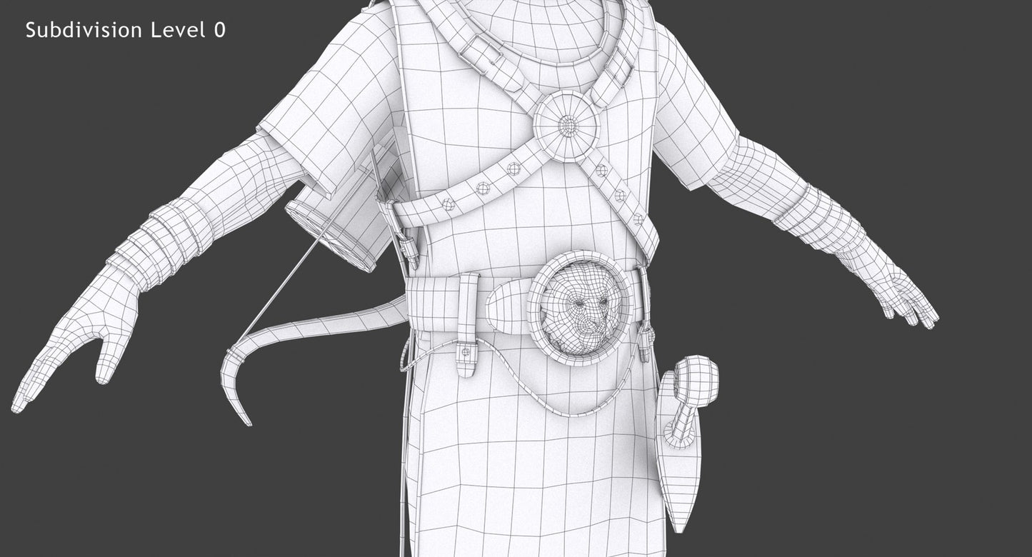 Animated Archer 3D Model Hair