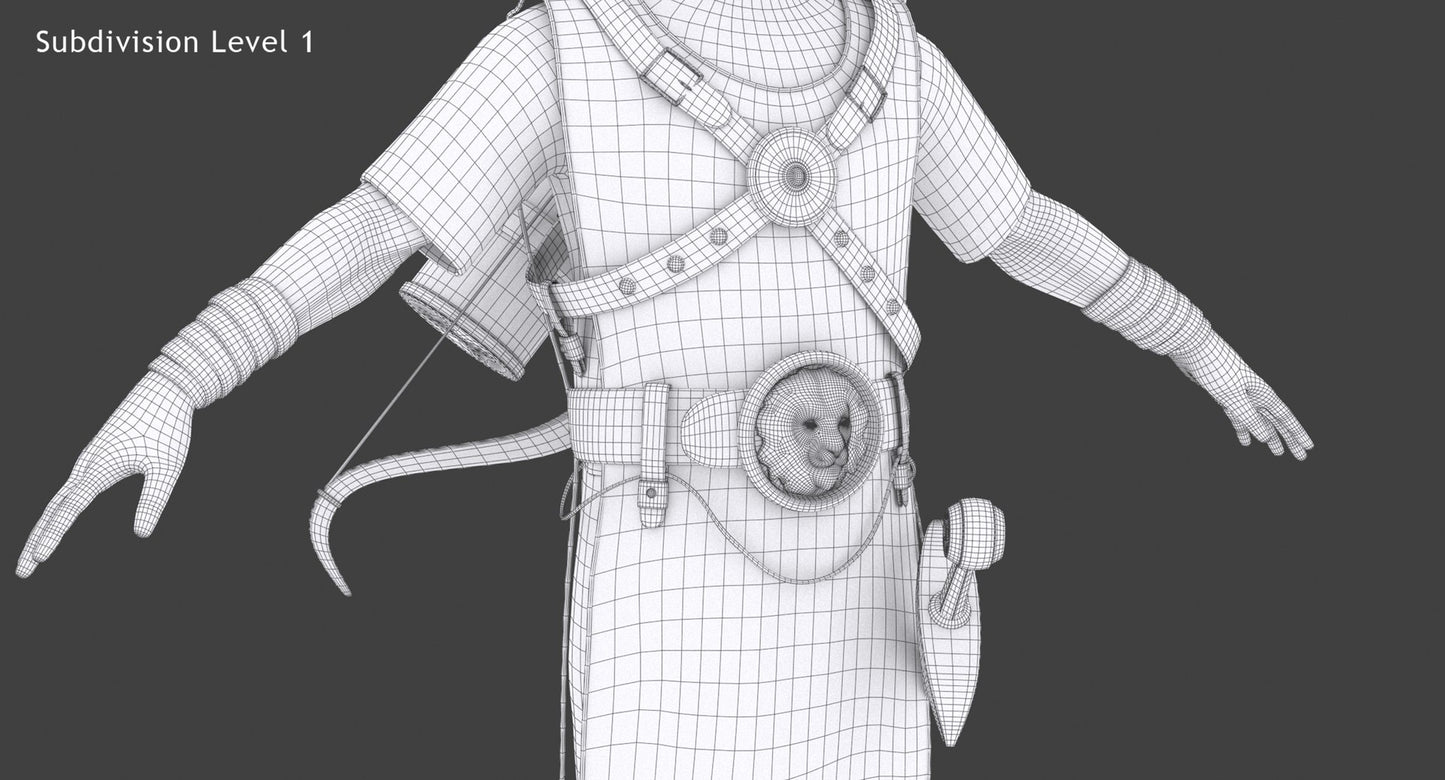 Animated Archer 3D Model Hair