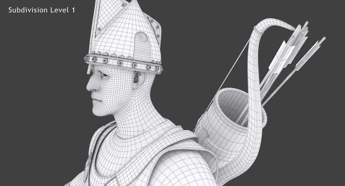 Animated Archer 3D Model Hair