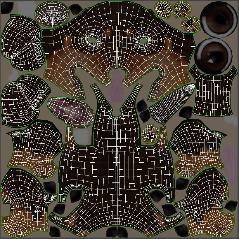 Dachshund Dog 3D Model Body UVs