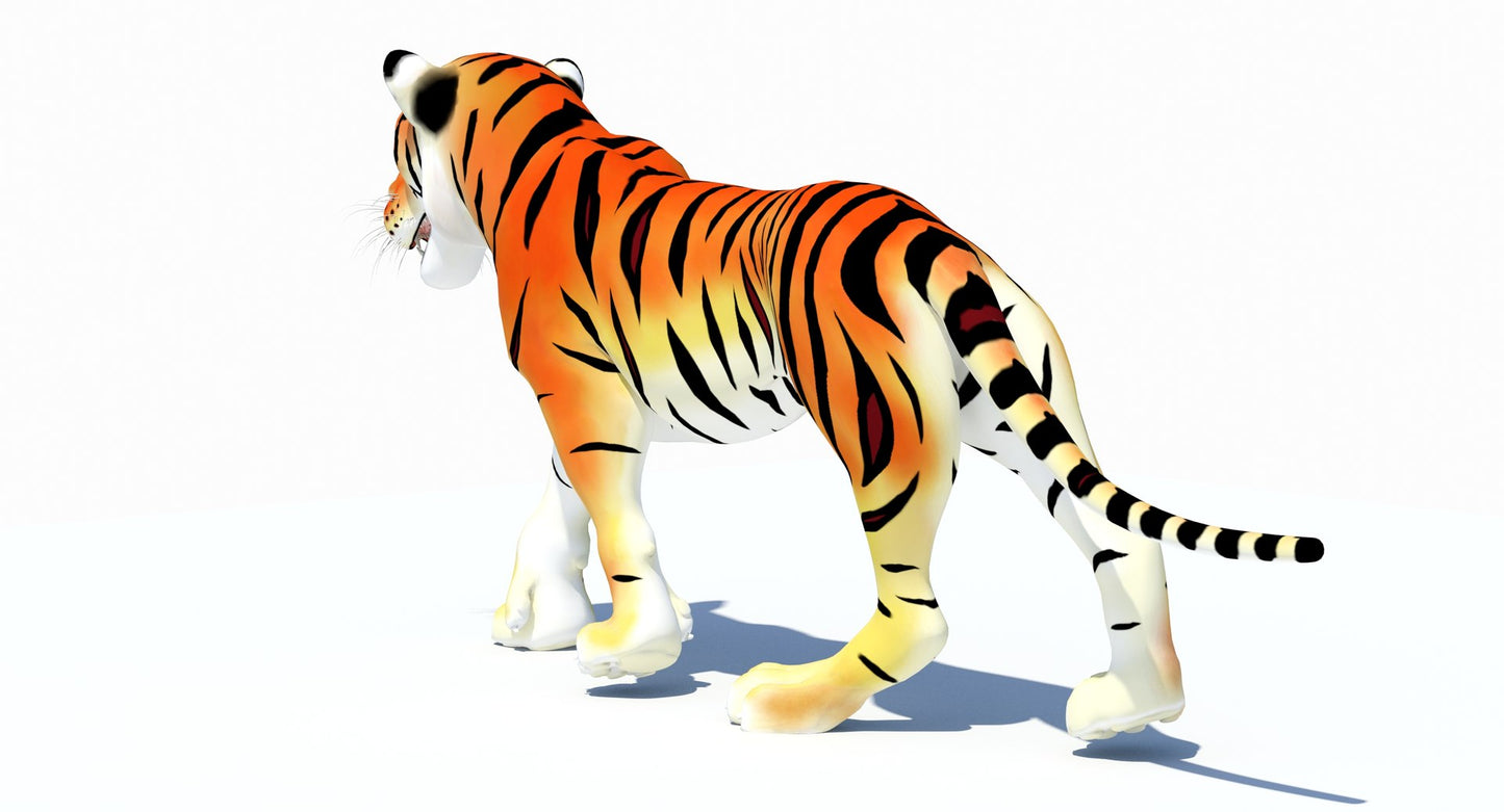 Animated Cartoon Tiger 3D Model