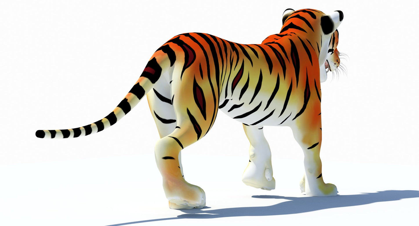Animated Cartoon Tiger 3D Model