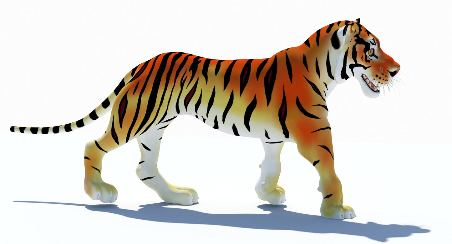 Animated Cartoon Tiger 3D Model