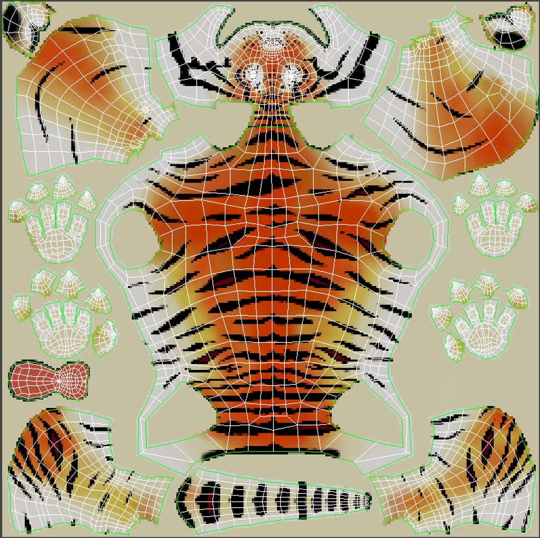 Cartoon Tiger Animated Fur 3D Model