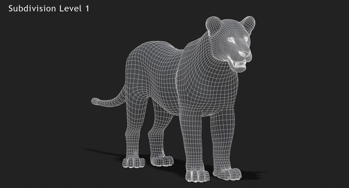 Rigged Animated Lioness 3D Model