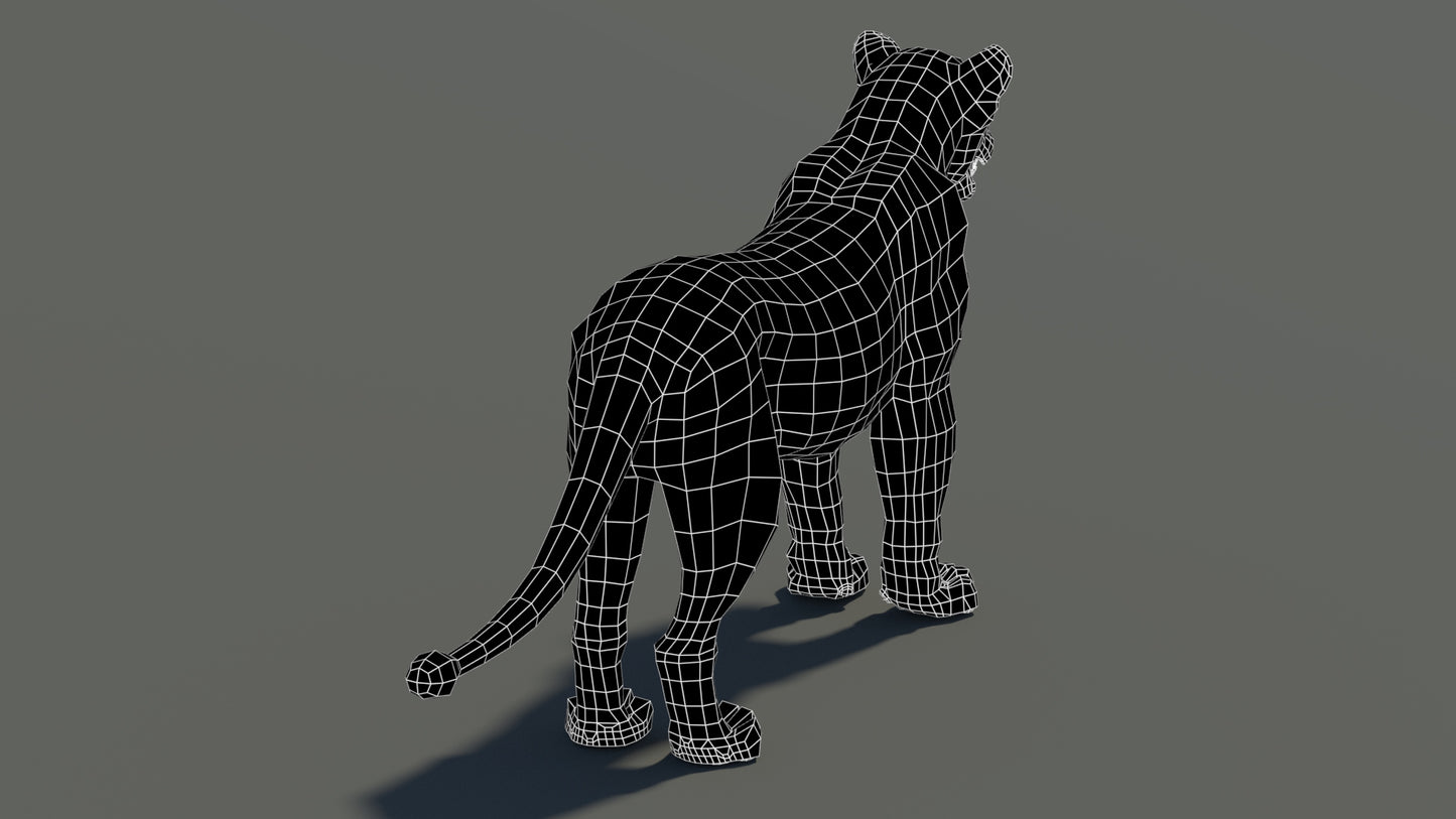 Lioness 3D Model Wireframe View 0