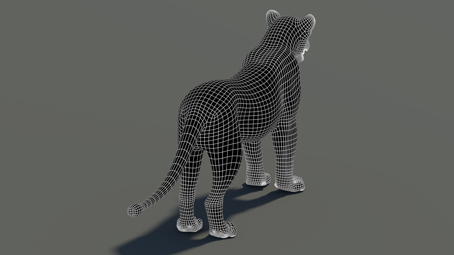 Lioness 3D Model Wireframe View 1
