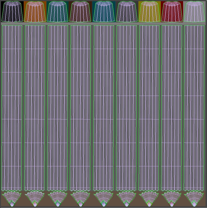 3D model of a Colored Pencils UVs