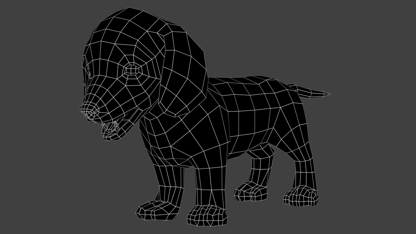 Dachshund Dog Puppy 3D Model Rigged