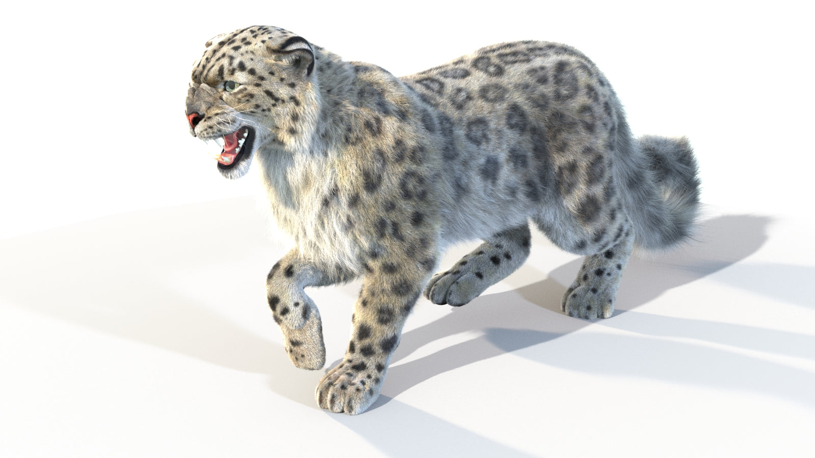 Animated Snow Leopard 3D Model Fur 360° view 4 frame 17