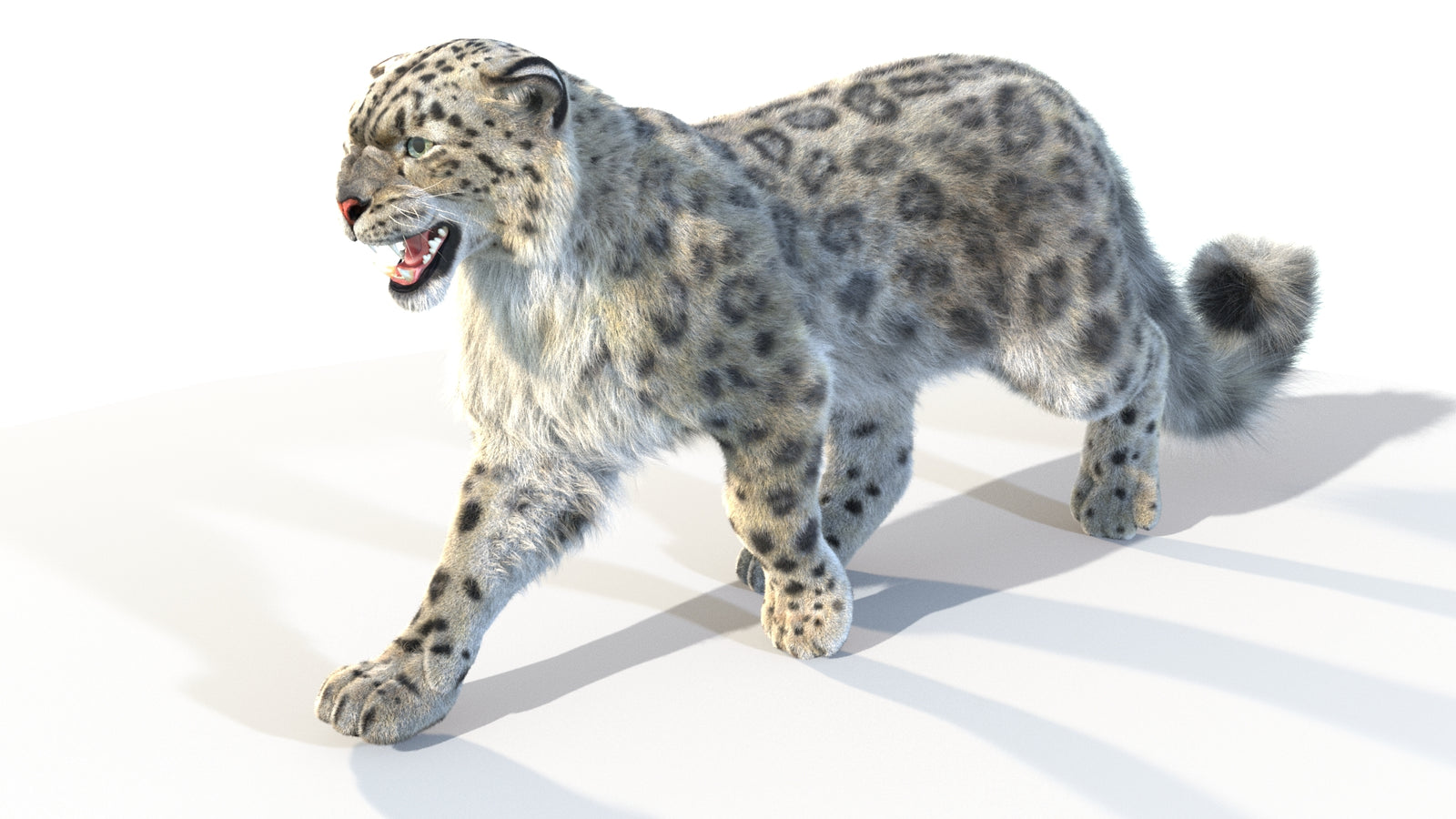 Animated Snow Leopard 3D Model Fur 360° view 4 frame 28