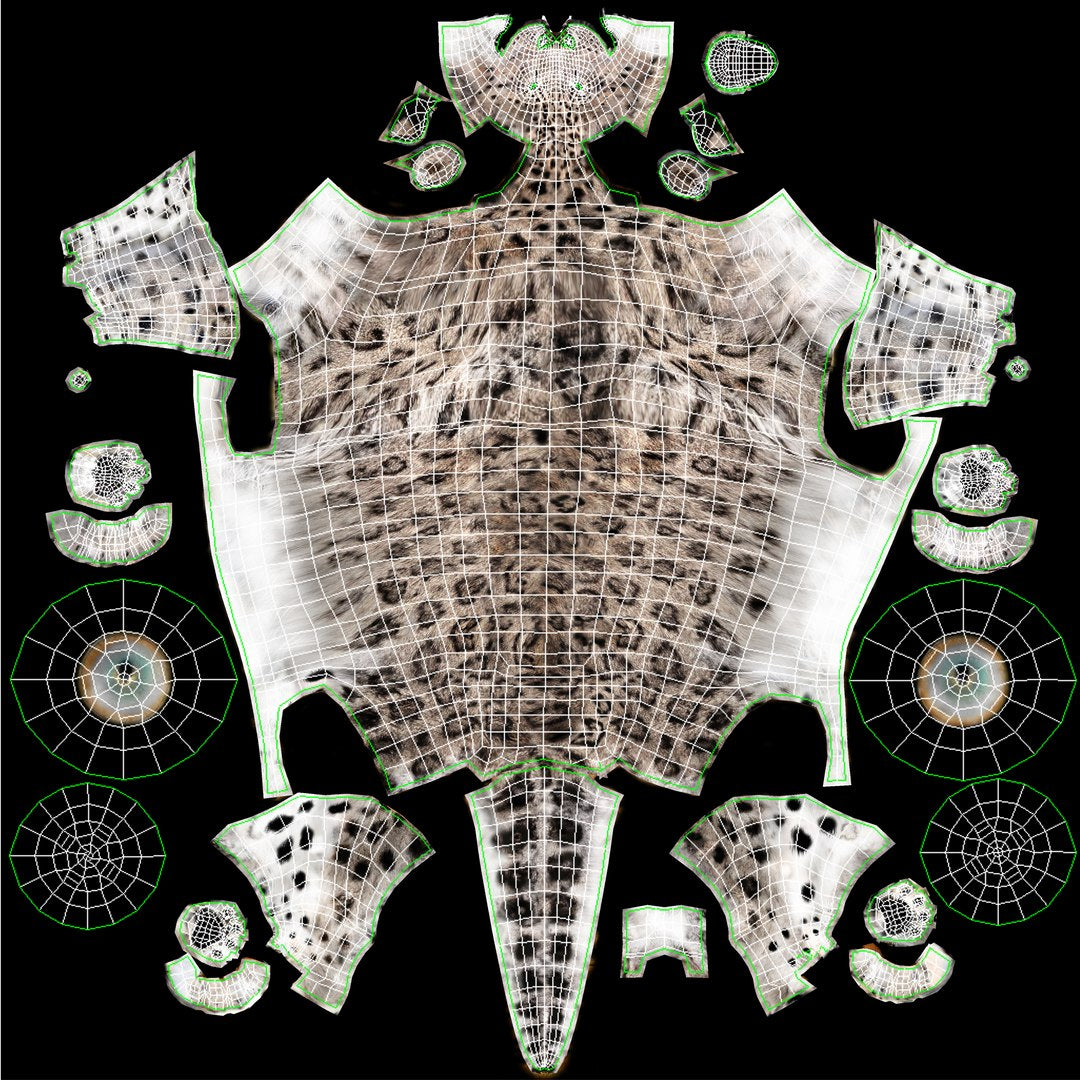 Snow Leopard 3D Model with Fur
