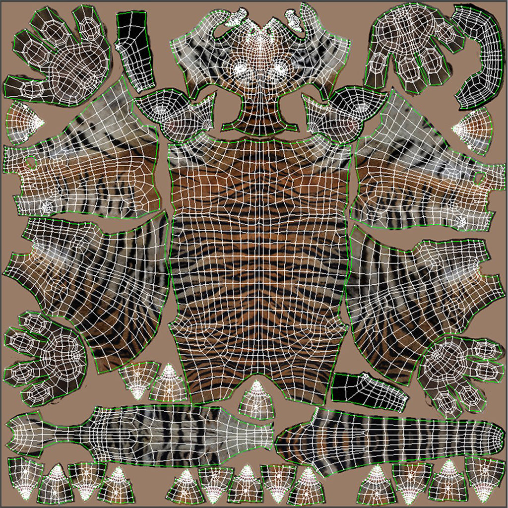 Tiger 3D Model Body UVs