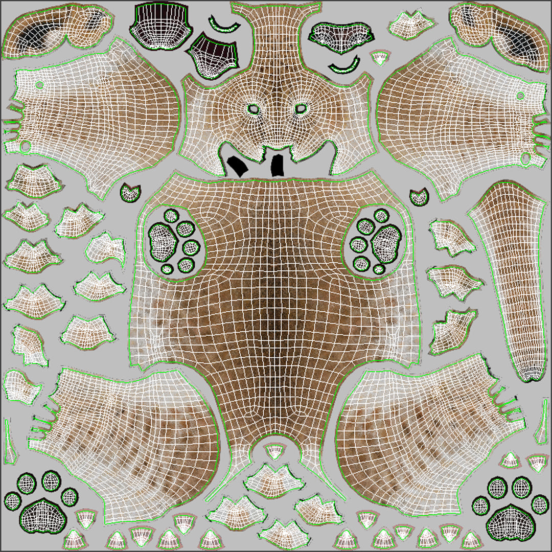 Lion Cub 3D Model Body UVs