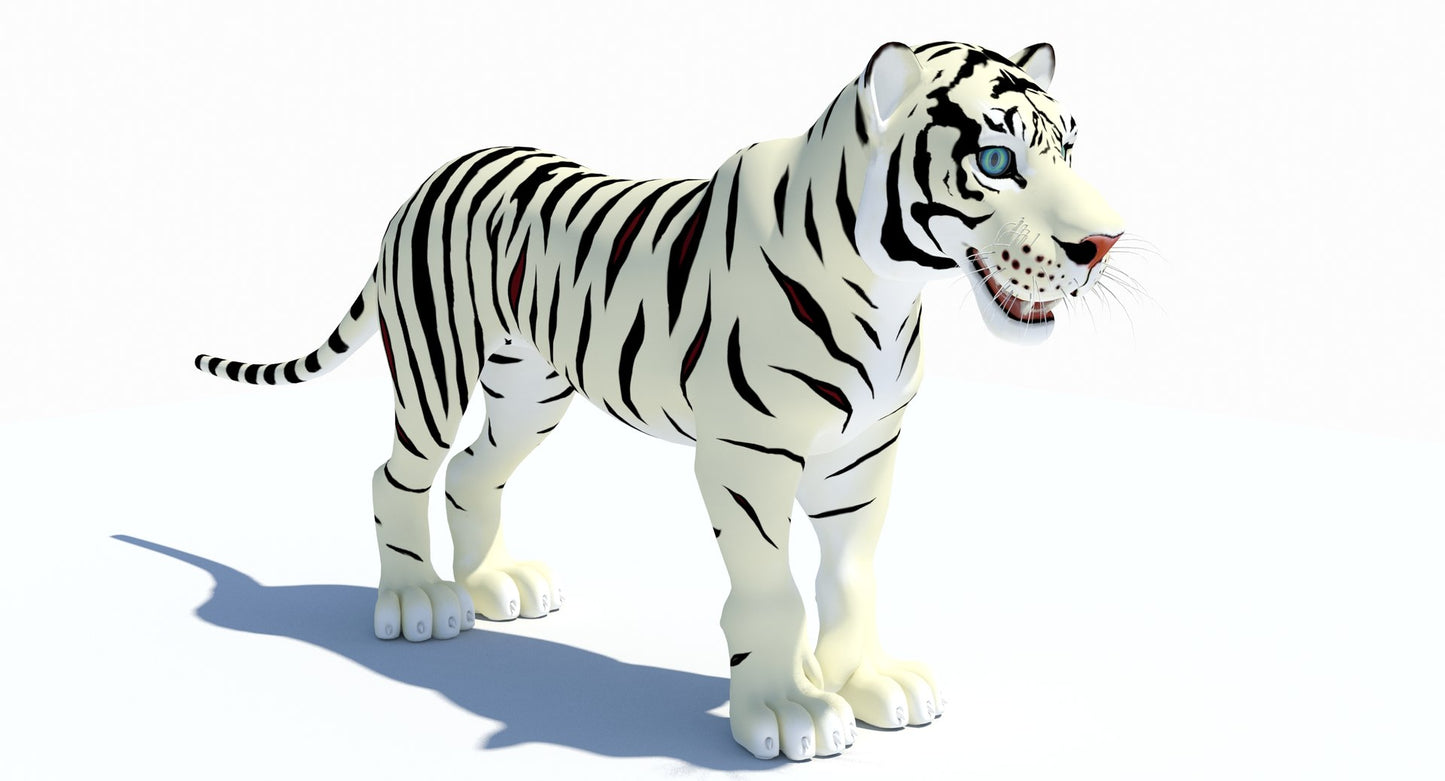 White Cartoon Tiger 3D Model