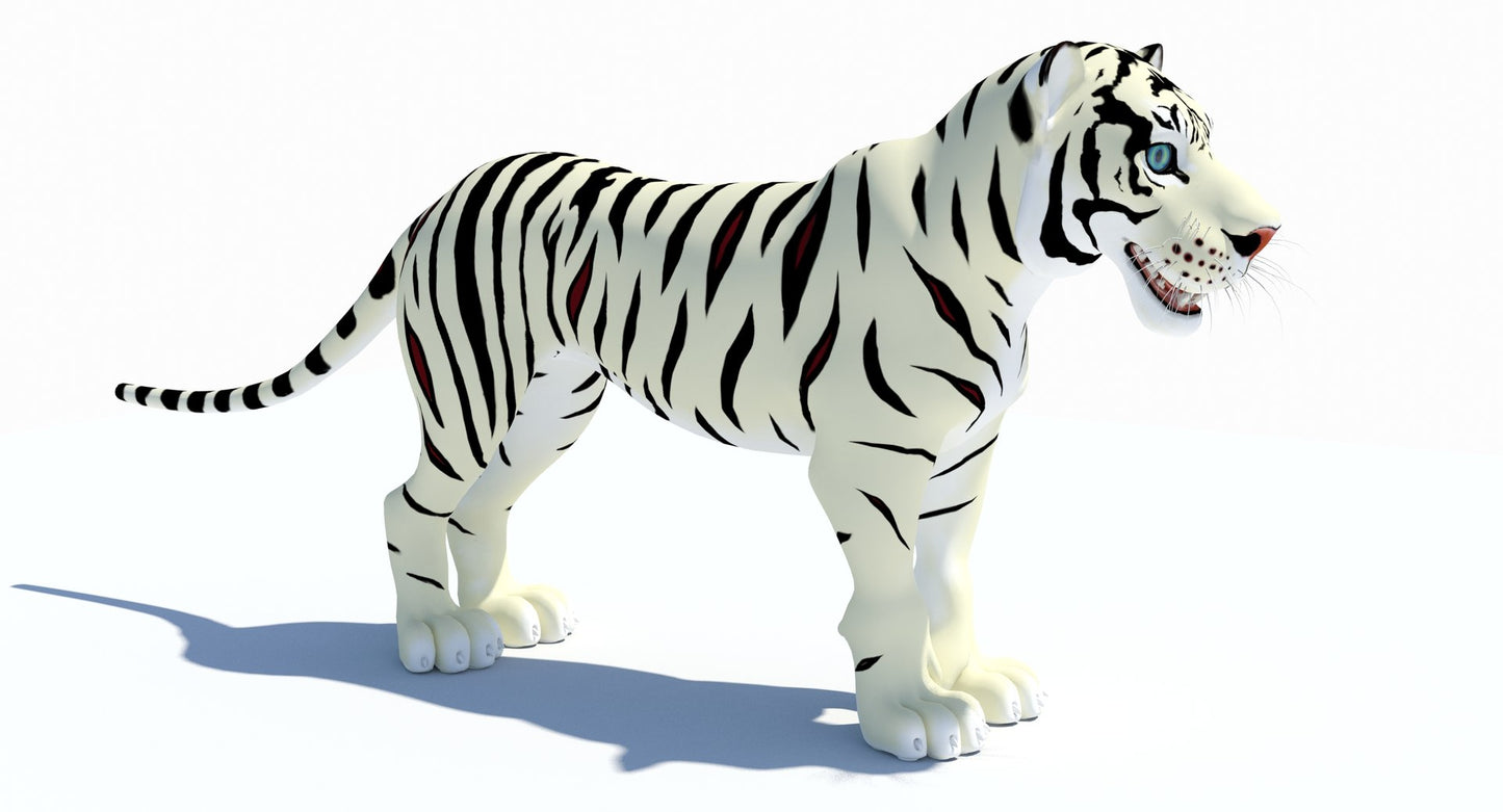 White Cartoon Tiger 3D Model