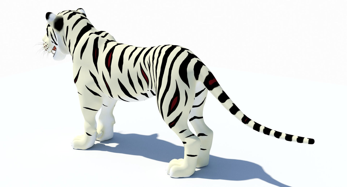 White Cartoon Tiger 3D Model