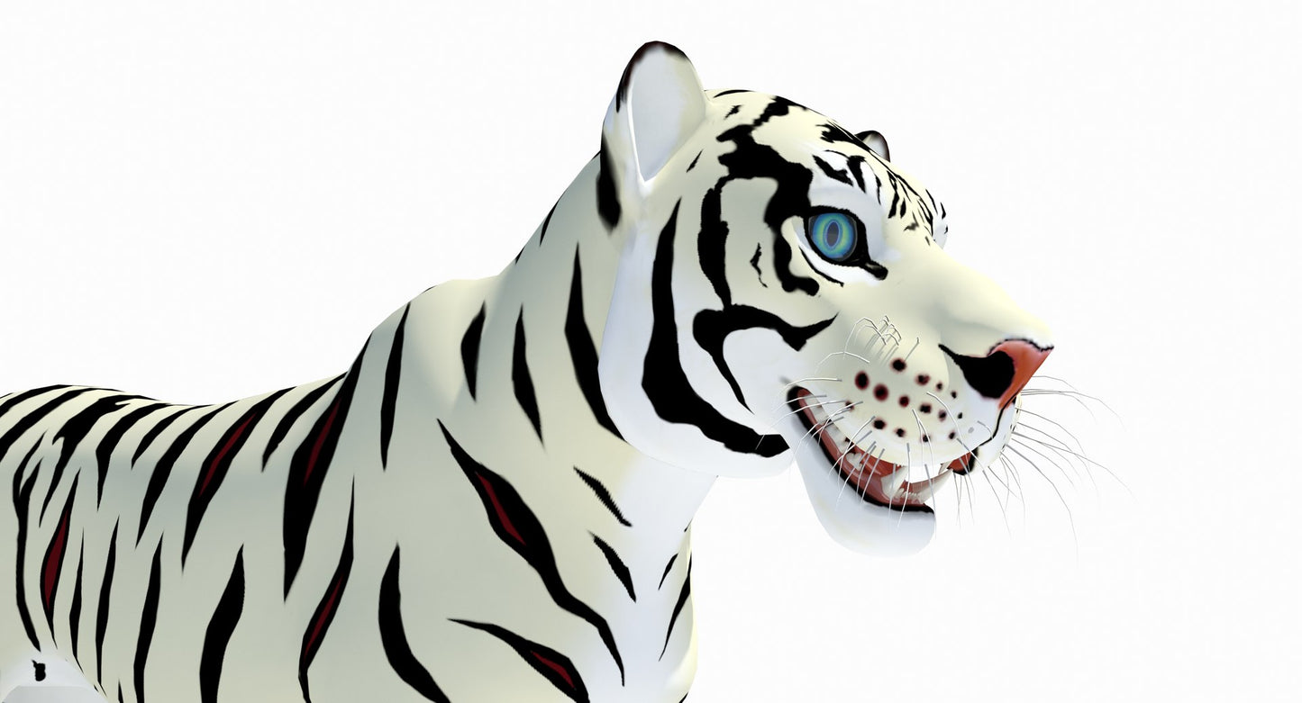 White Cartoon Tiger 3D Model