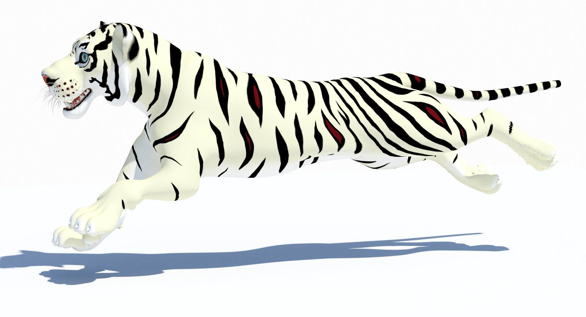 Animated White Cartoon Tiger 3D Model