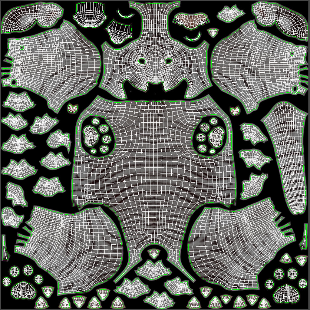 White Tiger Cub 3D Model Body UVs