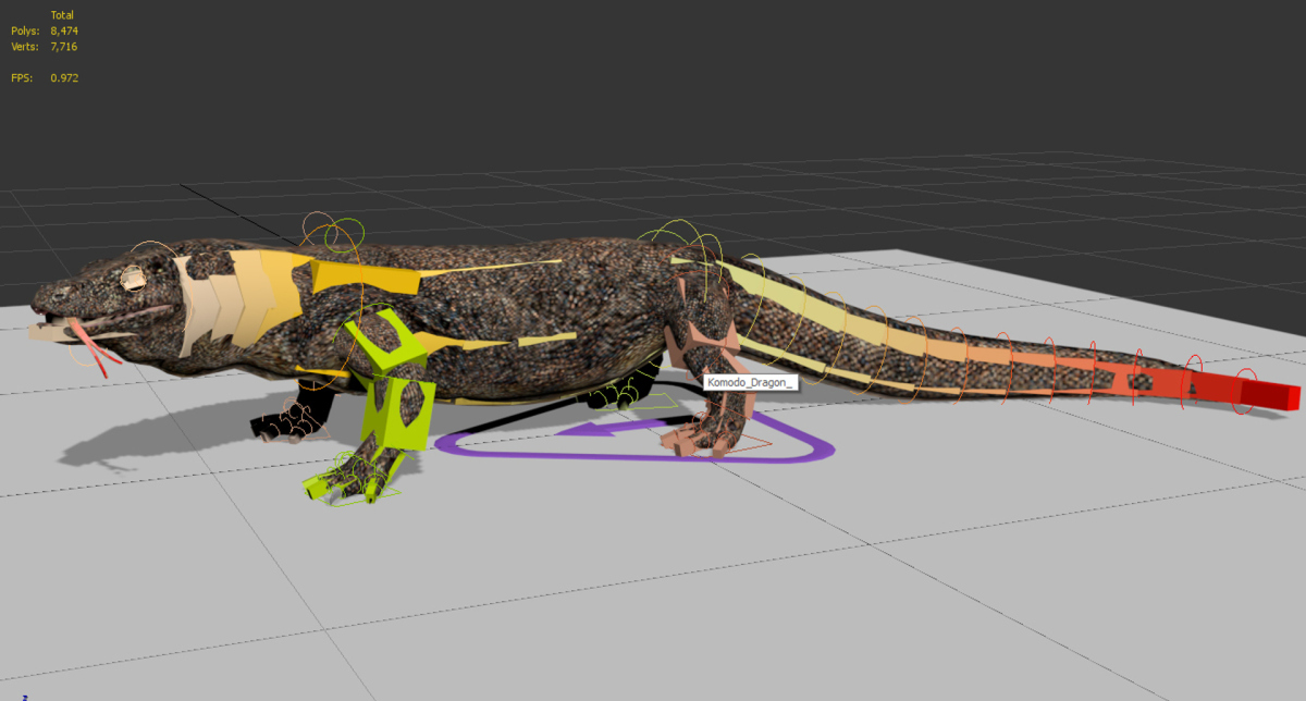 Komodo Dragon 3D Model Rigged