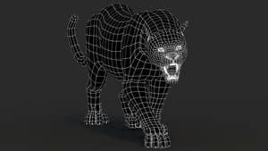 Black Panther Animal 3D Model Wireframe View 0 Thumbnail