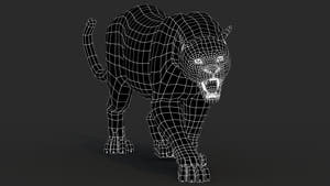 Black Panther Animal 3D Model Wireframe View 0 Thumbnail