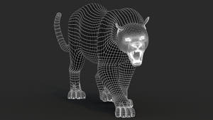 Black Panther Animal 3D Model Wireframe View 1 Thumbnail