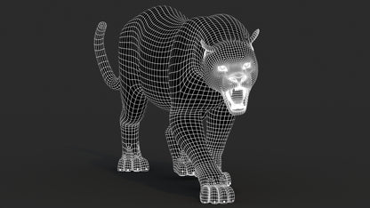 Animated Black Panther Animal 3D Model with Fur