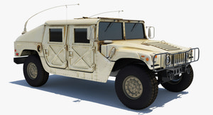 HMMWV Hummer Miliatry Vehicle 3D Model Thumbnail