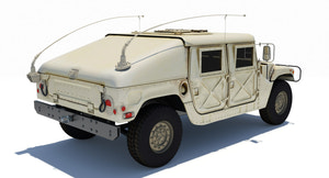 HMMWV Hummer Miliatry Vehicle 3D Model Thumbnail