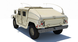 HMMWV Hummer Miliatry Vehicle 3D Model Thumbnail